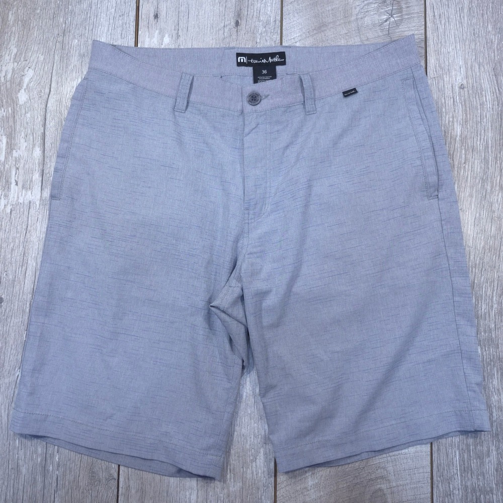 Travis Mathew Golf Shorts Mens 36 Grey Stretch Heathered Performance